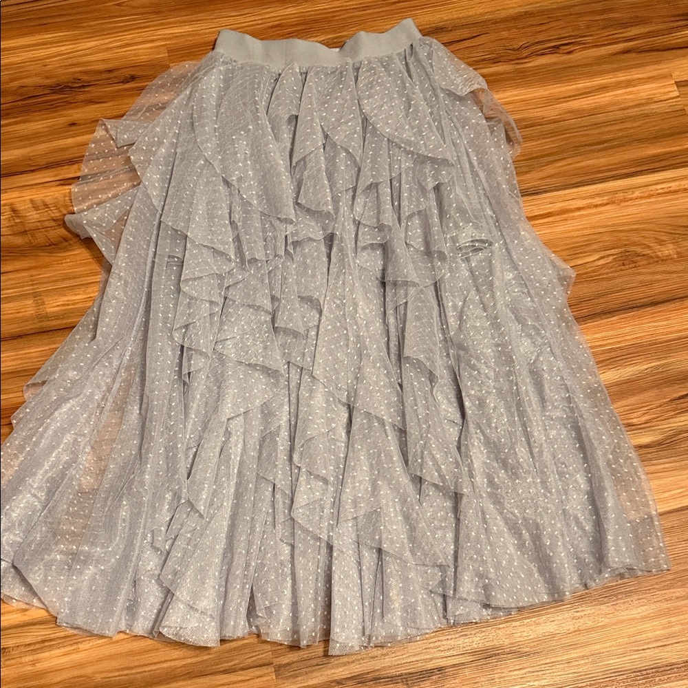 Elegant Ruffled Skirt in Light Gray